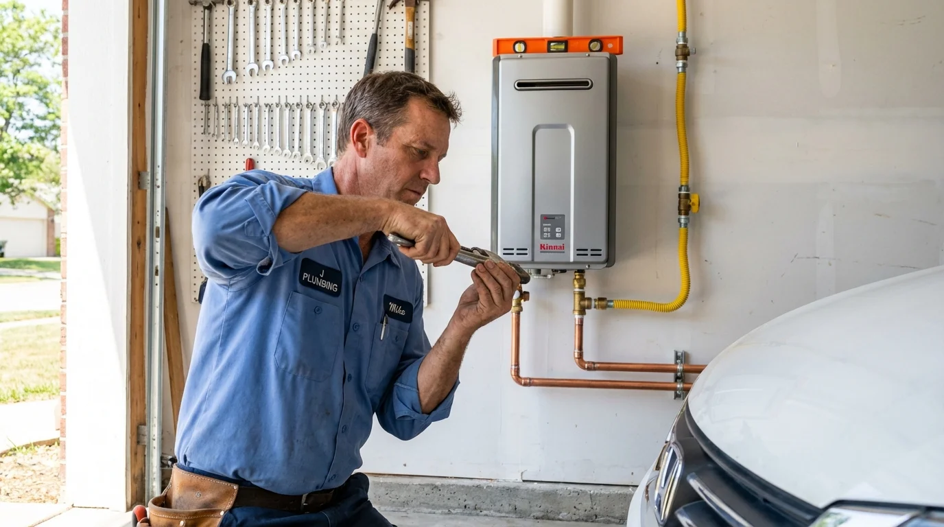 Tankless water heater installation by a Johns Plumbing LLC plumber in Laughlin